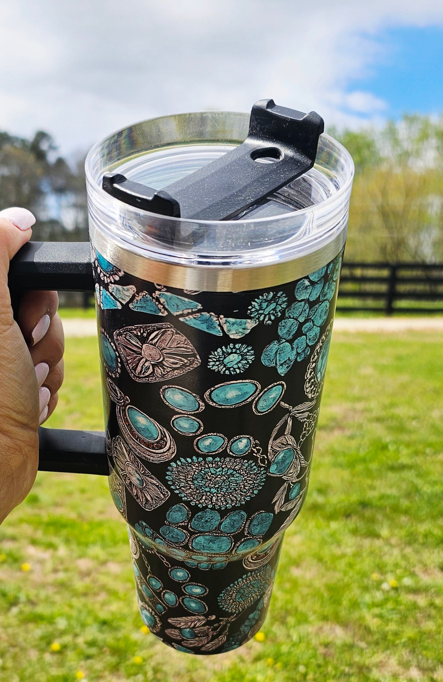 Turquoise Western 40oz Stainless Steel Tumbler