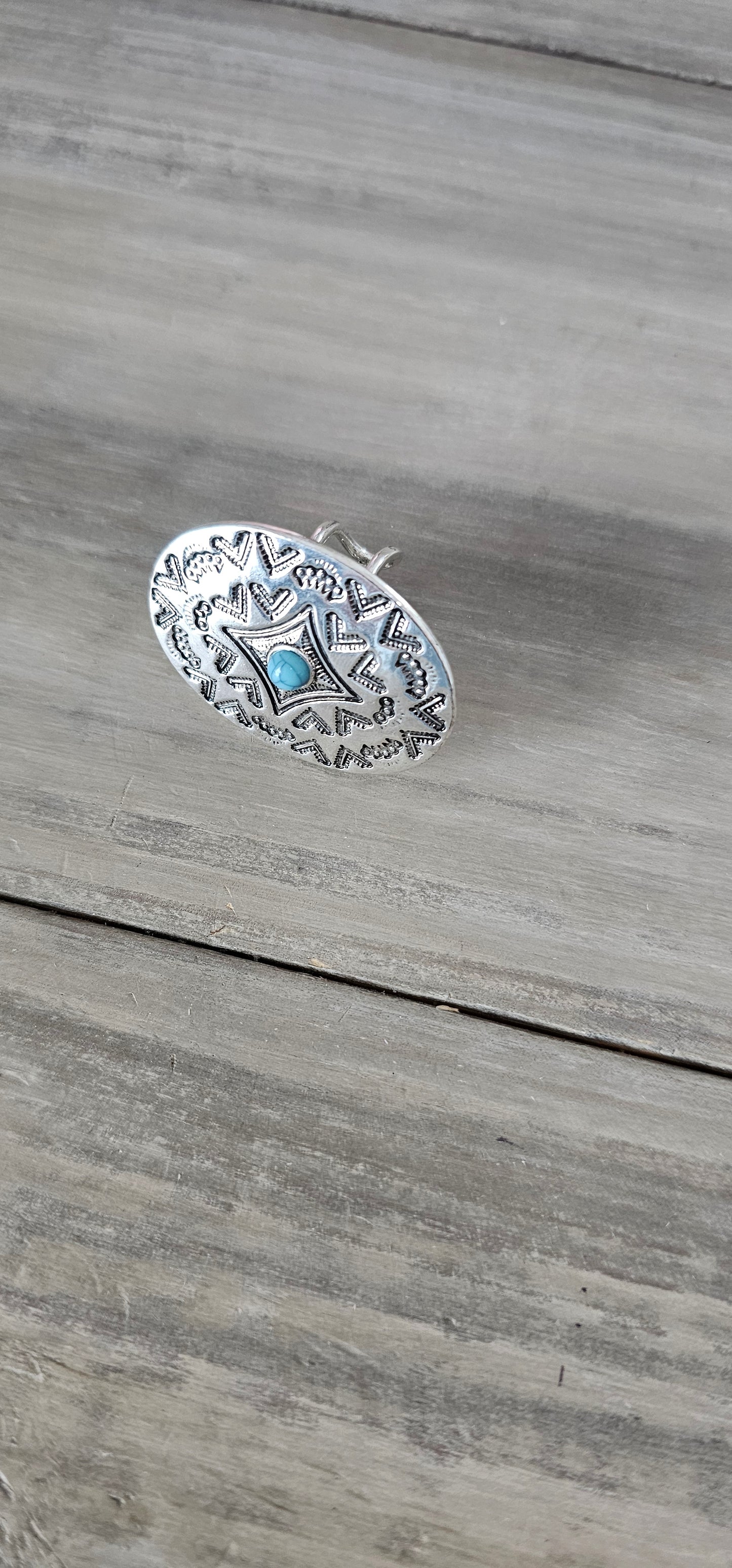 Turquoise Western Concho Adjustable Ring