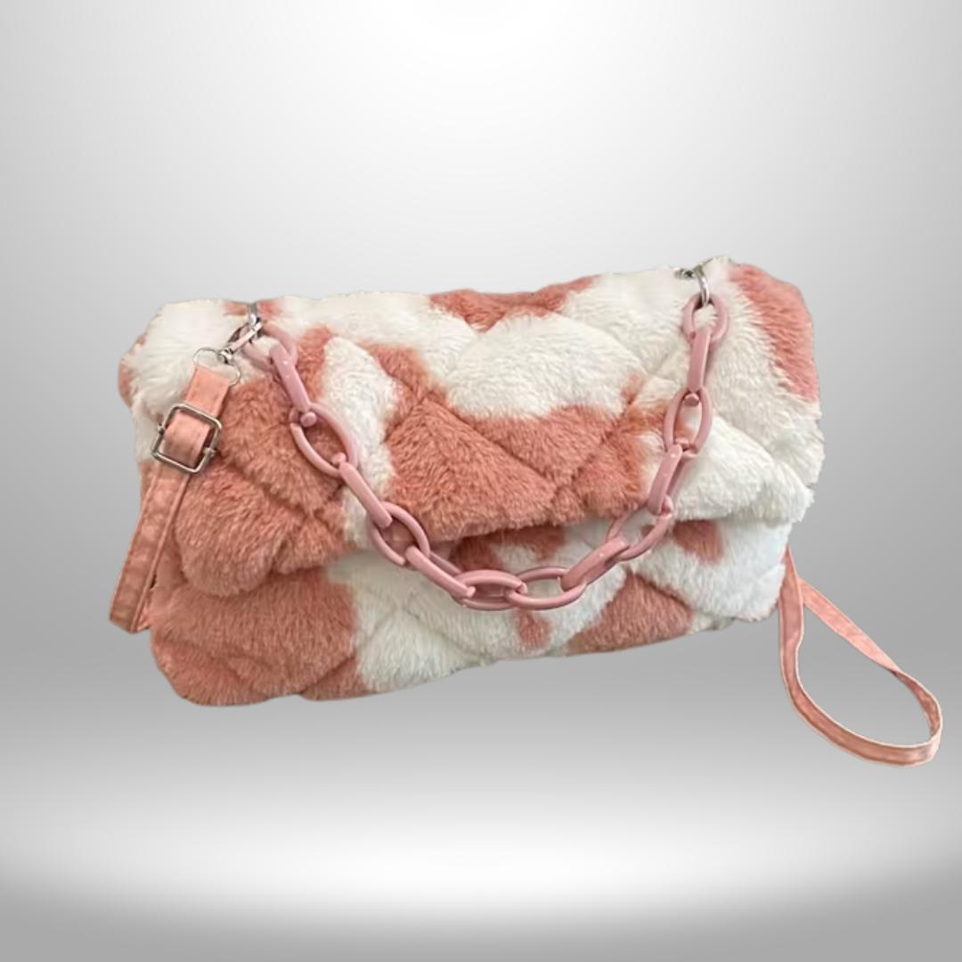 Fuzzy Cow Print Purse