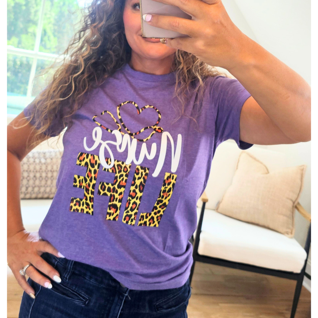 Nurse Life T-Shirt | Leopard Print Nurse Shirt