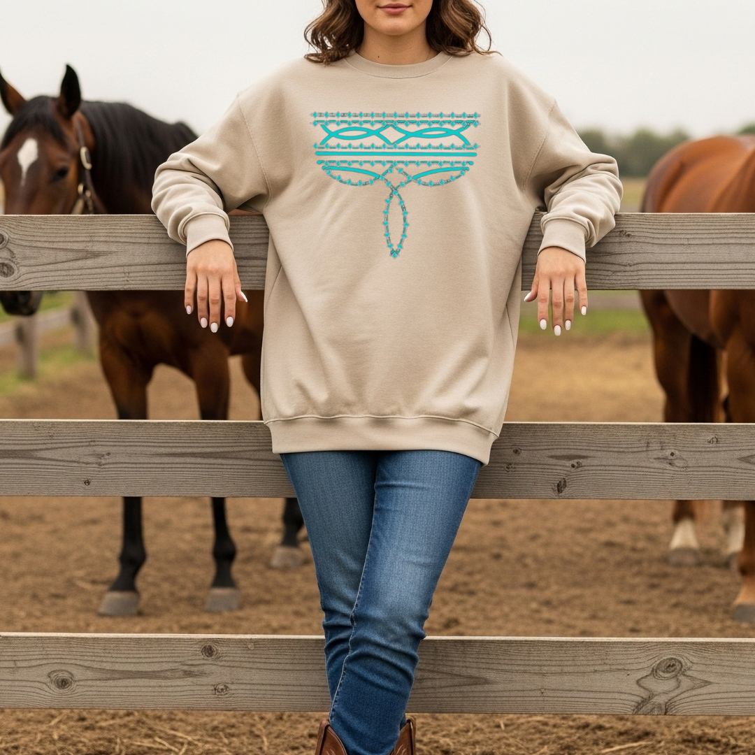 Turquoise Western Boot Stitch T-Shirt or Sweatshirt