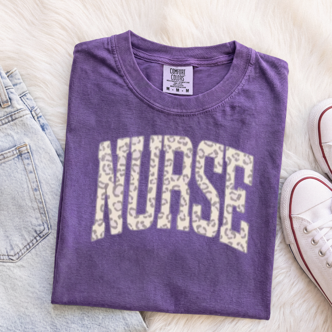 Leopard NURSE T-Shirt or Sweatshirt | Cute Nurse Apparel