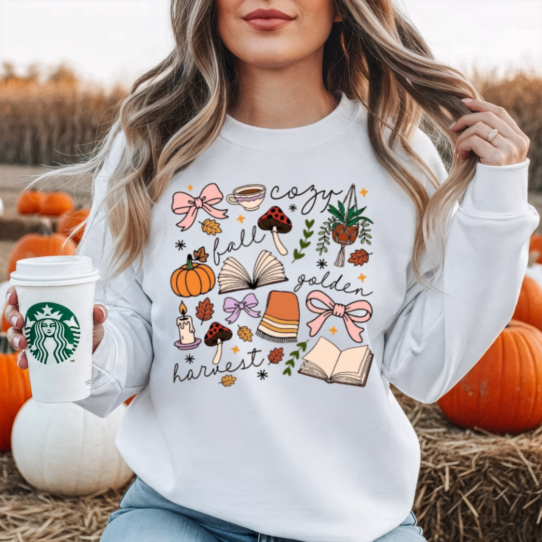 Cozy Fall Favorites T-Shirt or Sweatshirt | Cute Girly Fall Graphic