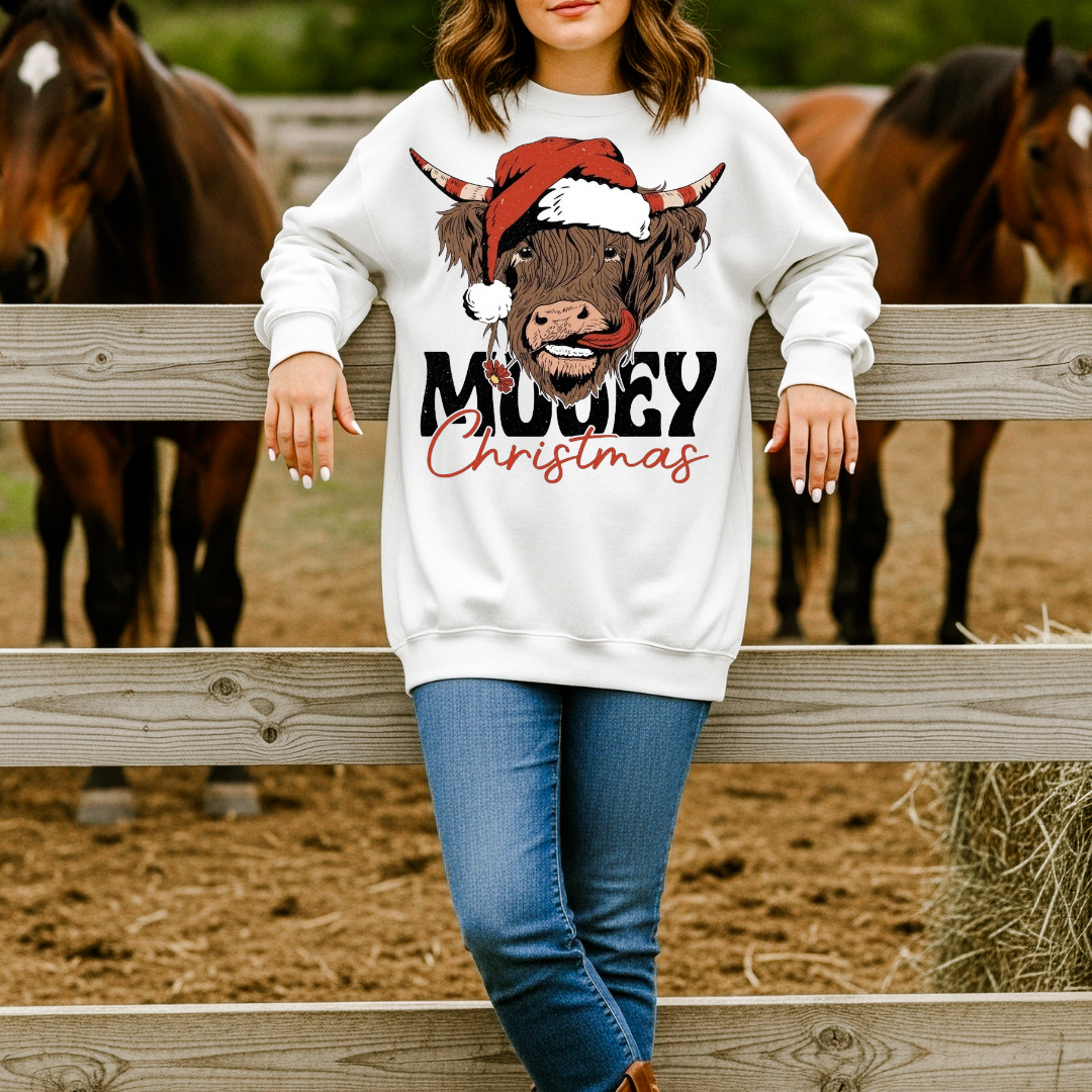 Mooey Christmas Highland Cow T-Shirt or Sweatshirt
