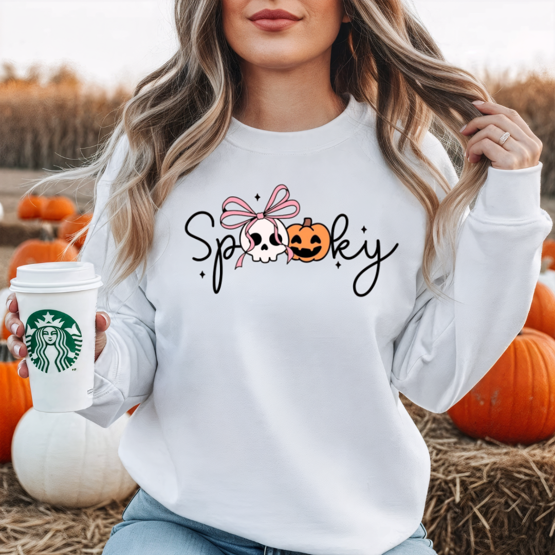 Spooky Bow Halloween T-Shirt or Sweatshirt | Cute Girly Halloween Shirt
