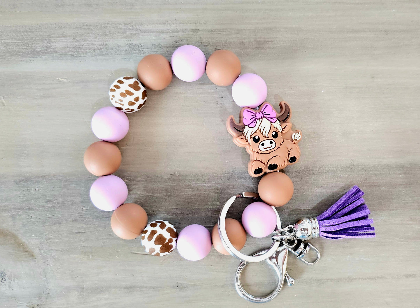 Highland Cow Wristlet Keychain