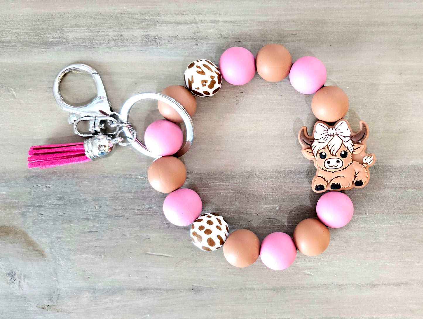Highland Cow Wristlet Keychain