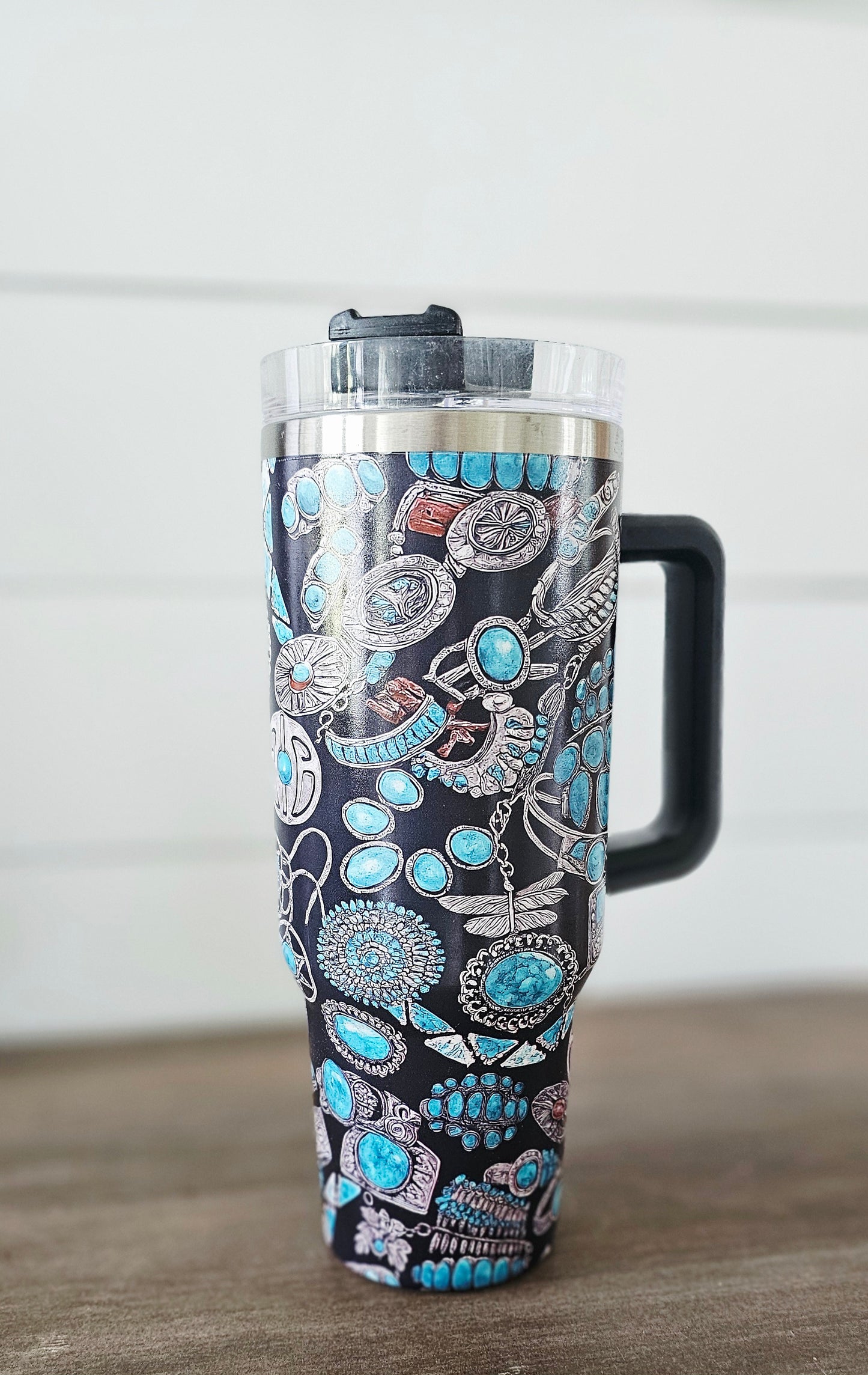 Turquoise Western 40oz Stainless Steel Tumbler