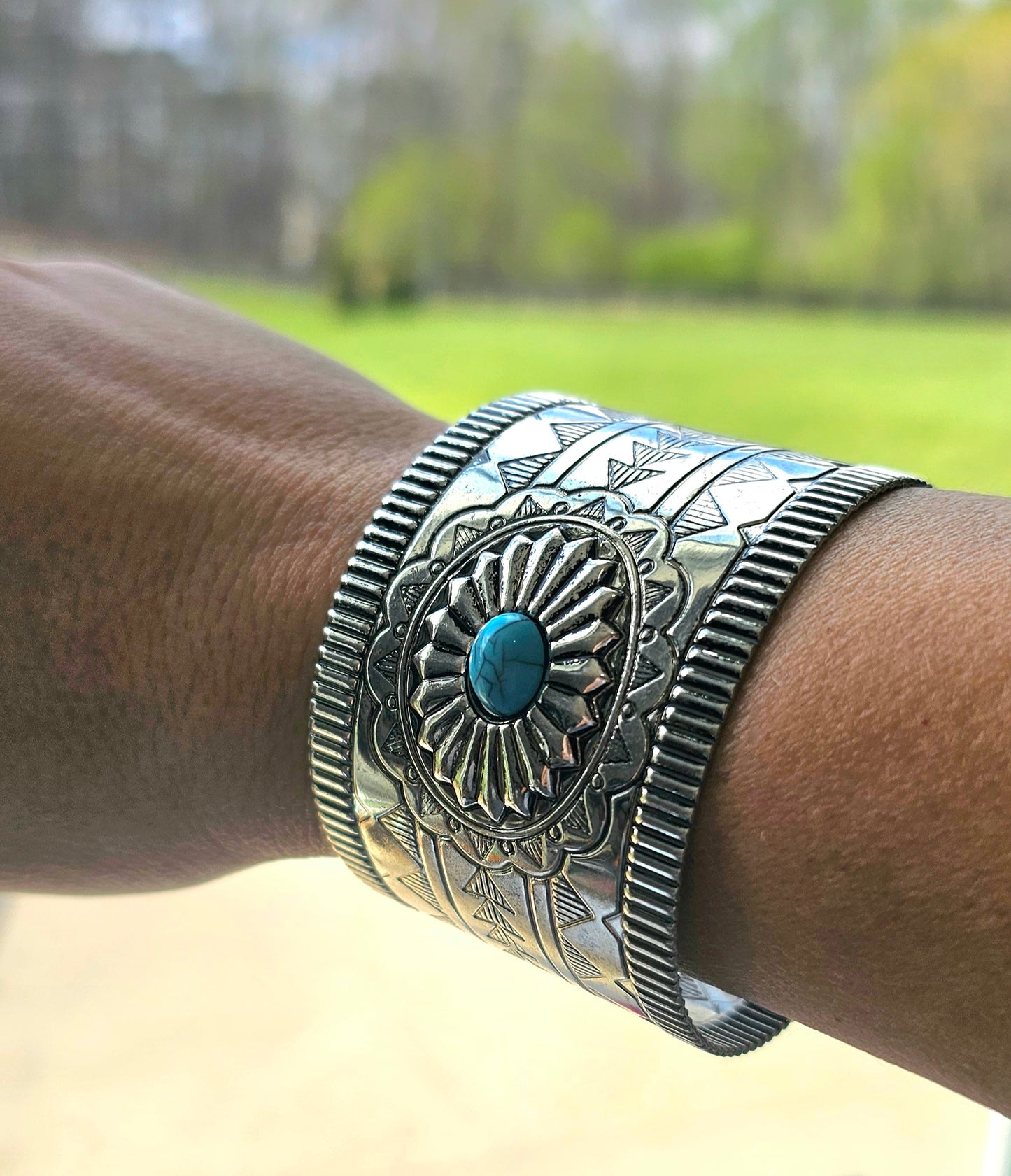 Turquoise Western Statement Cuff Bracelet