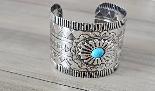 Turquoise Western Statement Cuff Bracelet