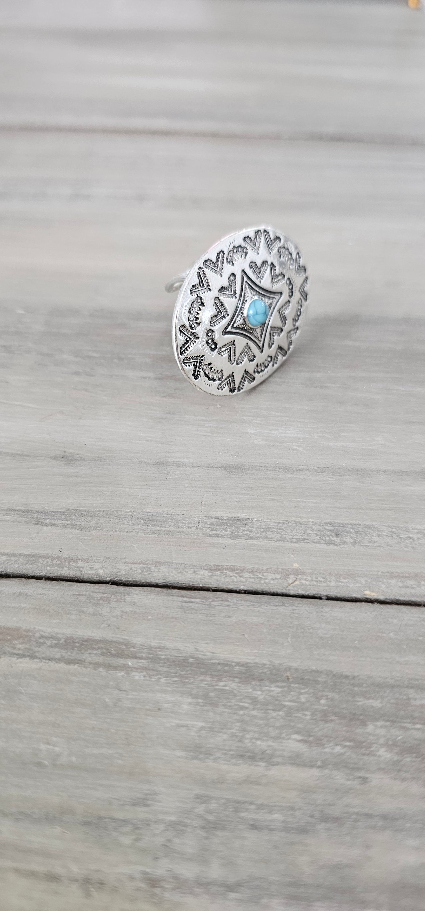 Turquoise Western Concho Adjustable Ring