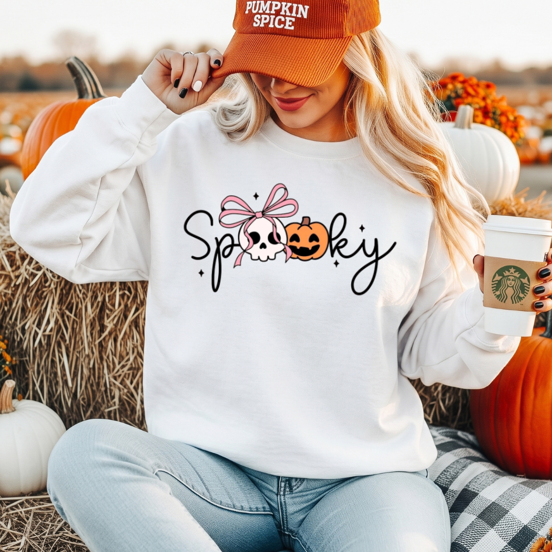 Spooky Bow Halloween T-Shirt or Sweatshirt | Cute Girly Halloween Shirt