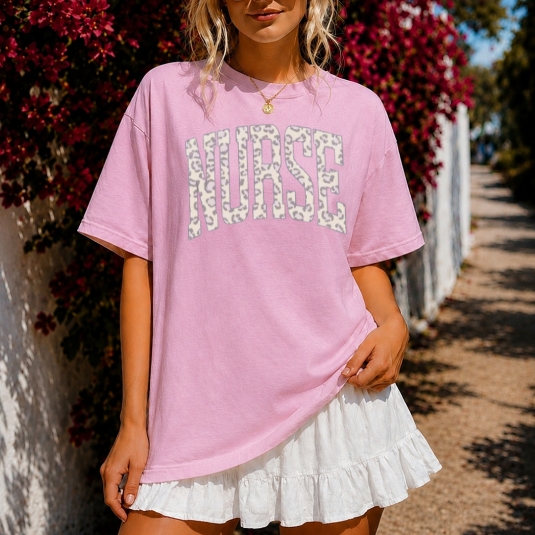 Leopard NURSE T-Shirt or Sweatshirt | Cute Nurse Apparel