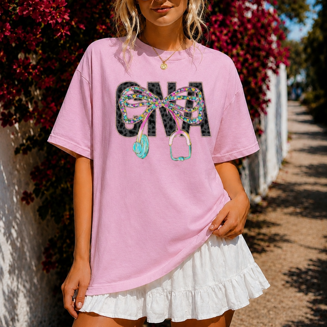 CNA Bow T-Shirt or Sweatshirt | Certified Nursing Assistant Apparel