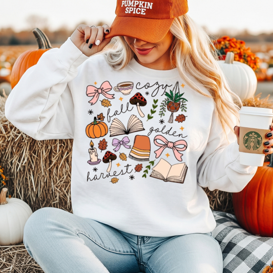 Cozy Fall Favorites T-Shirt or Sweatshirt | Cute Girly Fall Graphic