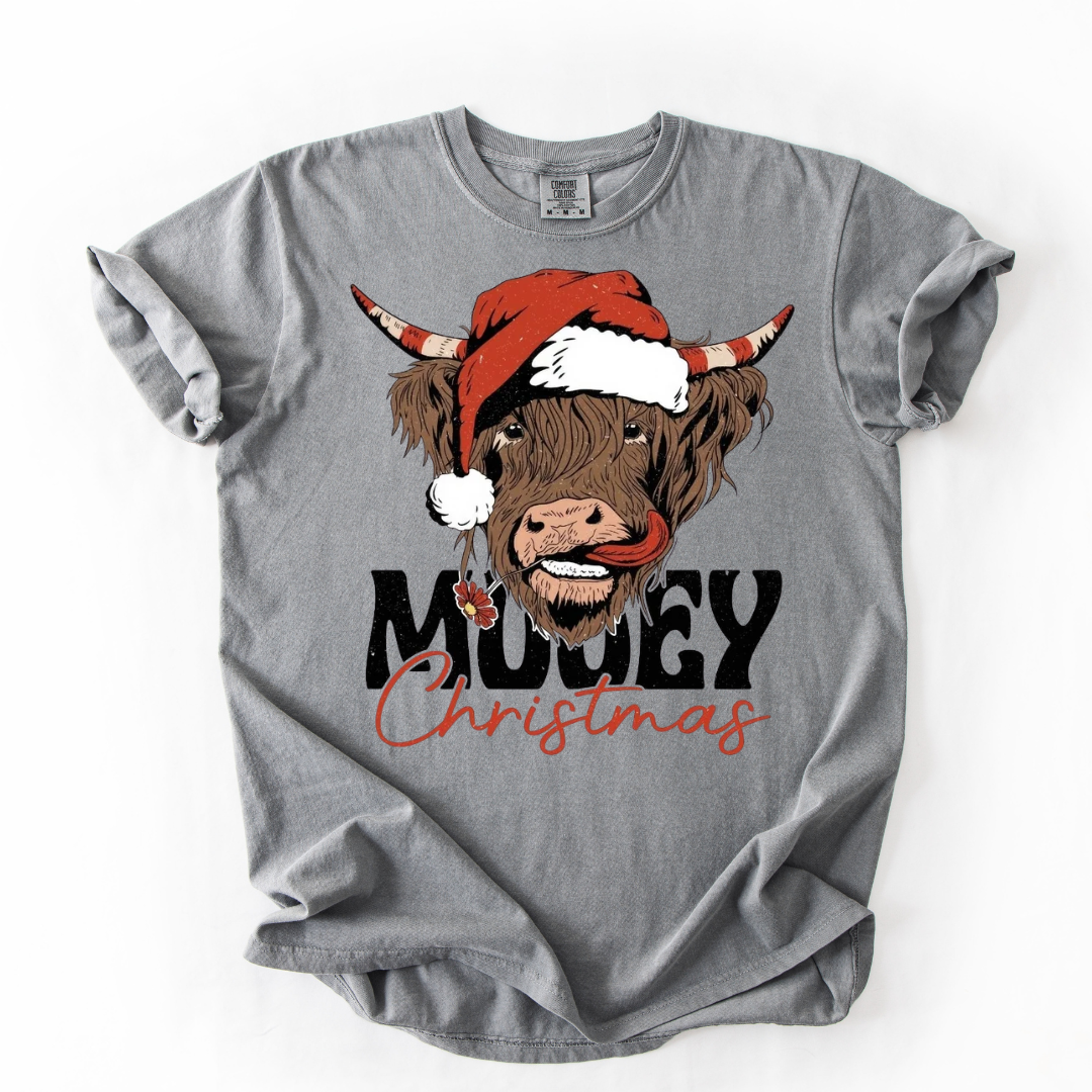 Mooey Christmas Highland Cow T-Shirt or Sweatshirt