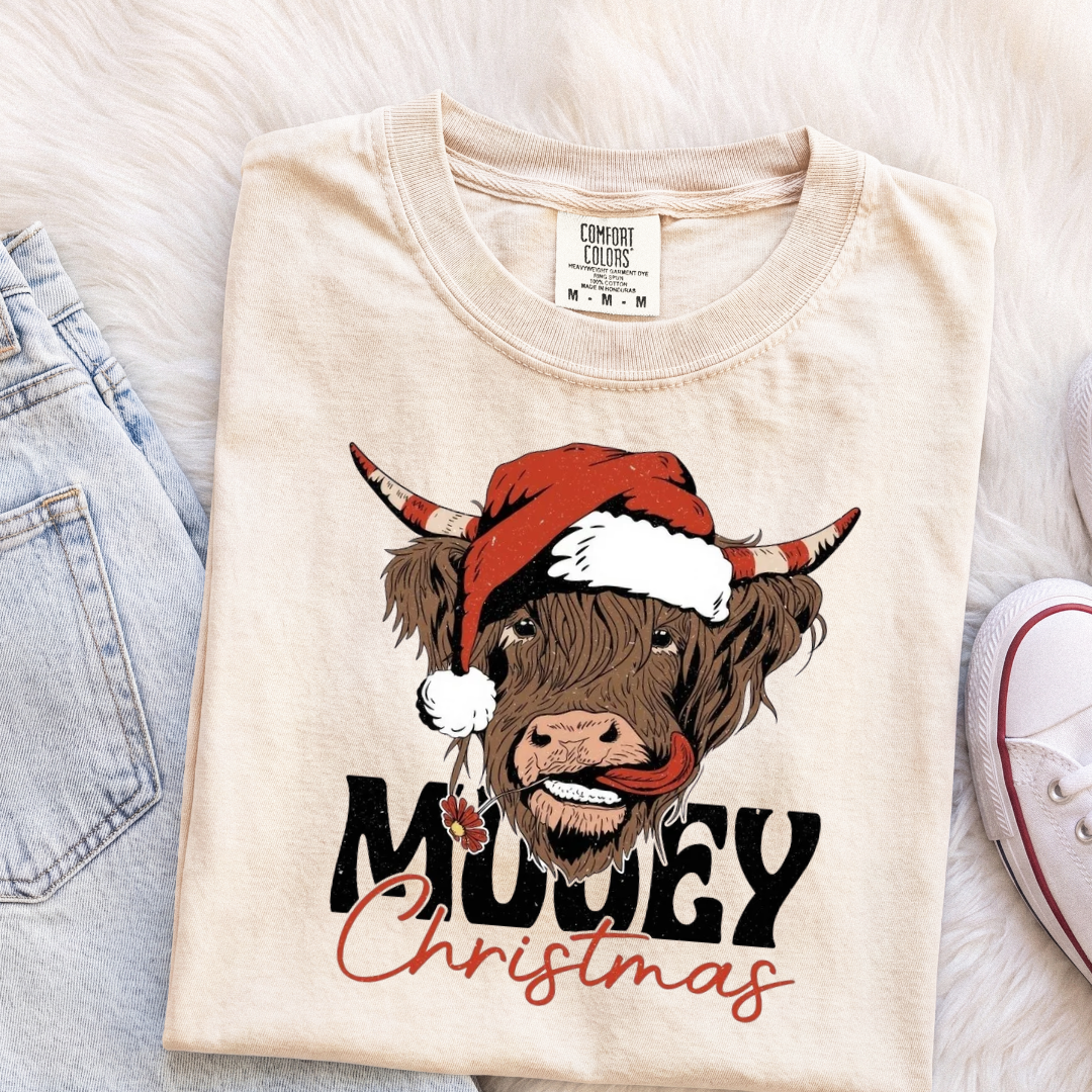 Mooey Christmas Highland Cow T-Shirt or Sweatshirt