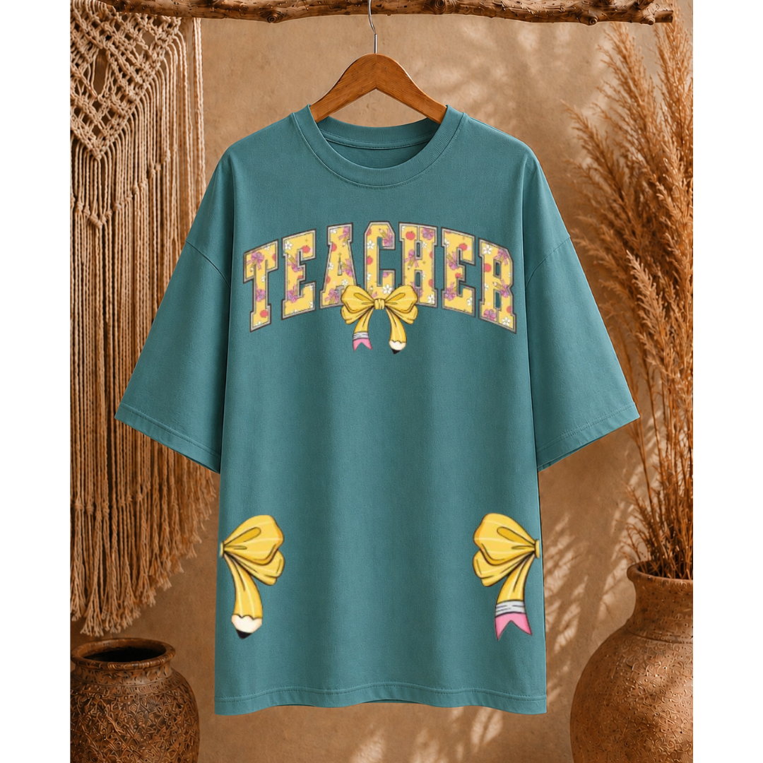 Teacher Pencil Bow T-Shirt or Sweatshirt | Cute Teacher Apparel