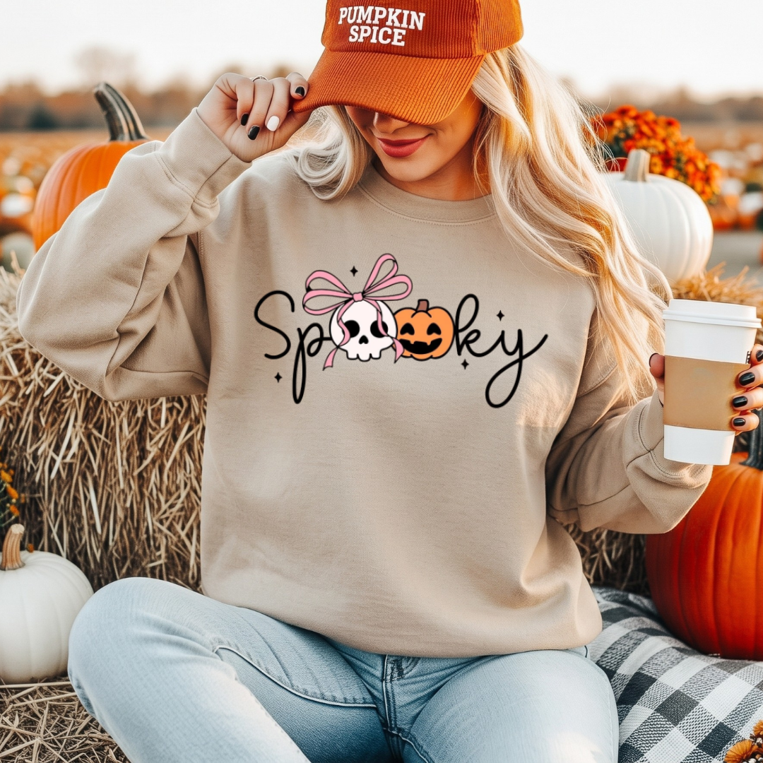 Spooky Bow Halloween T-Shirt or Sweatshirt | Cute Girly Halloween Shirt