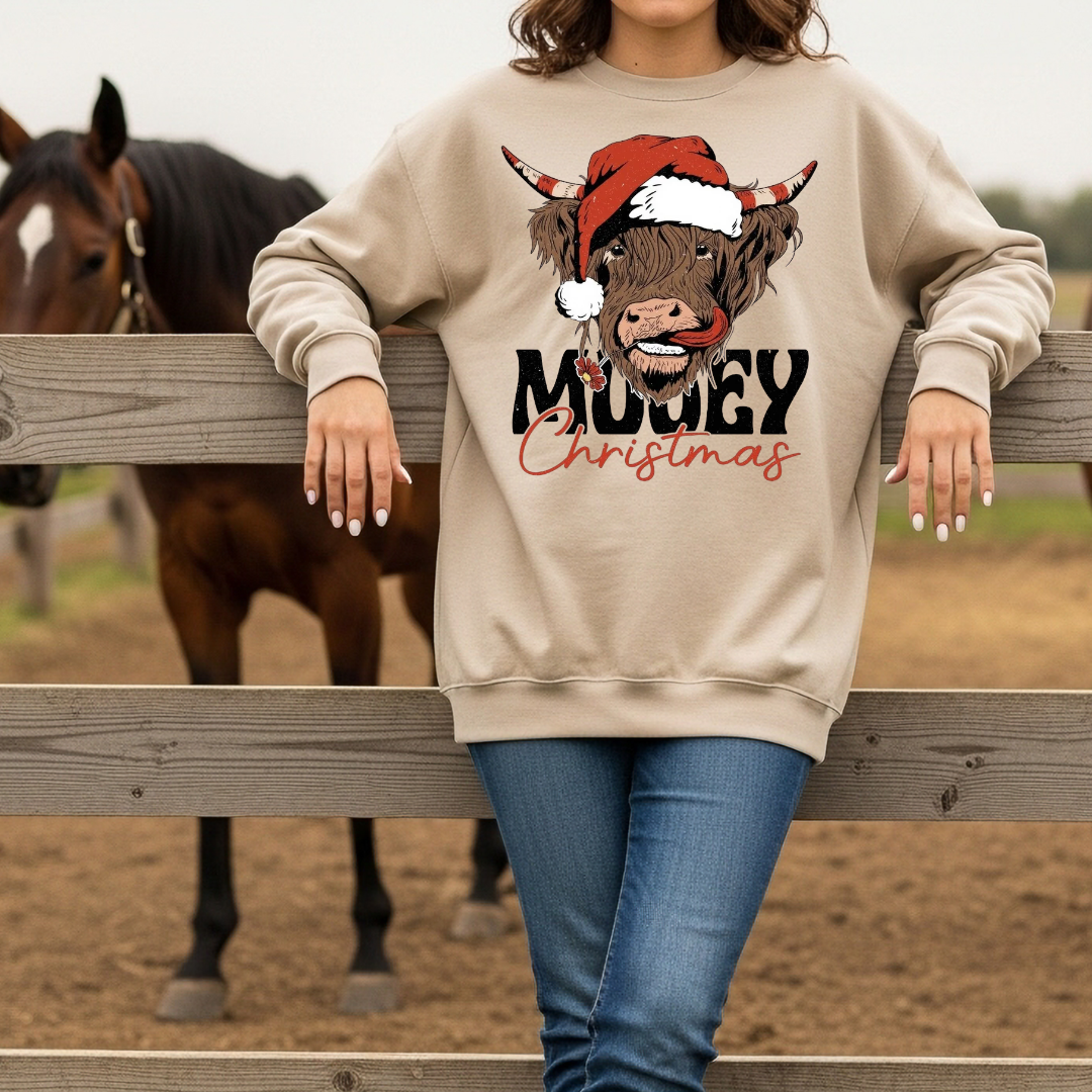 Mooey Christmas Highland Cow T-Shirt or Sweatshirt