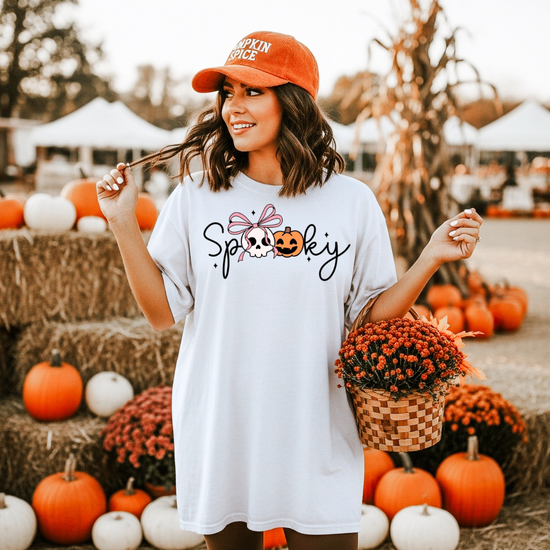 Spooky Bow Halloween T-Shirt or Sweatshirt | Cute Girly Halloween Shirt