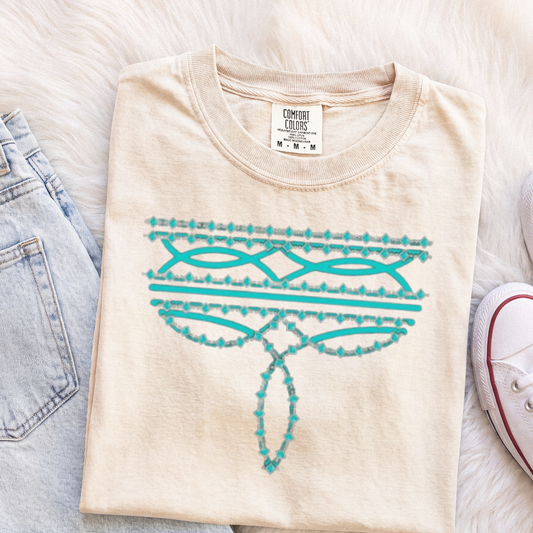 Turquoise Western Boot Stitch T-Shirt or Sweatshirt