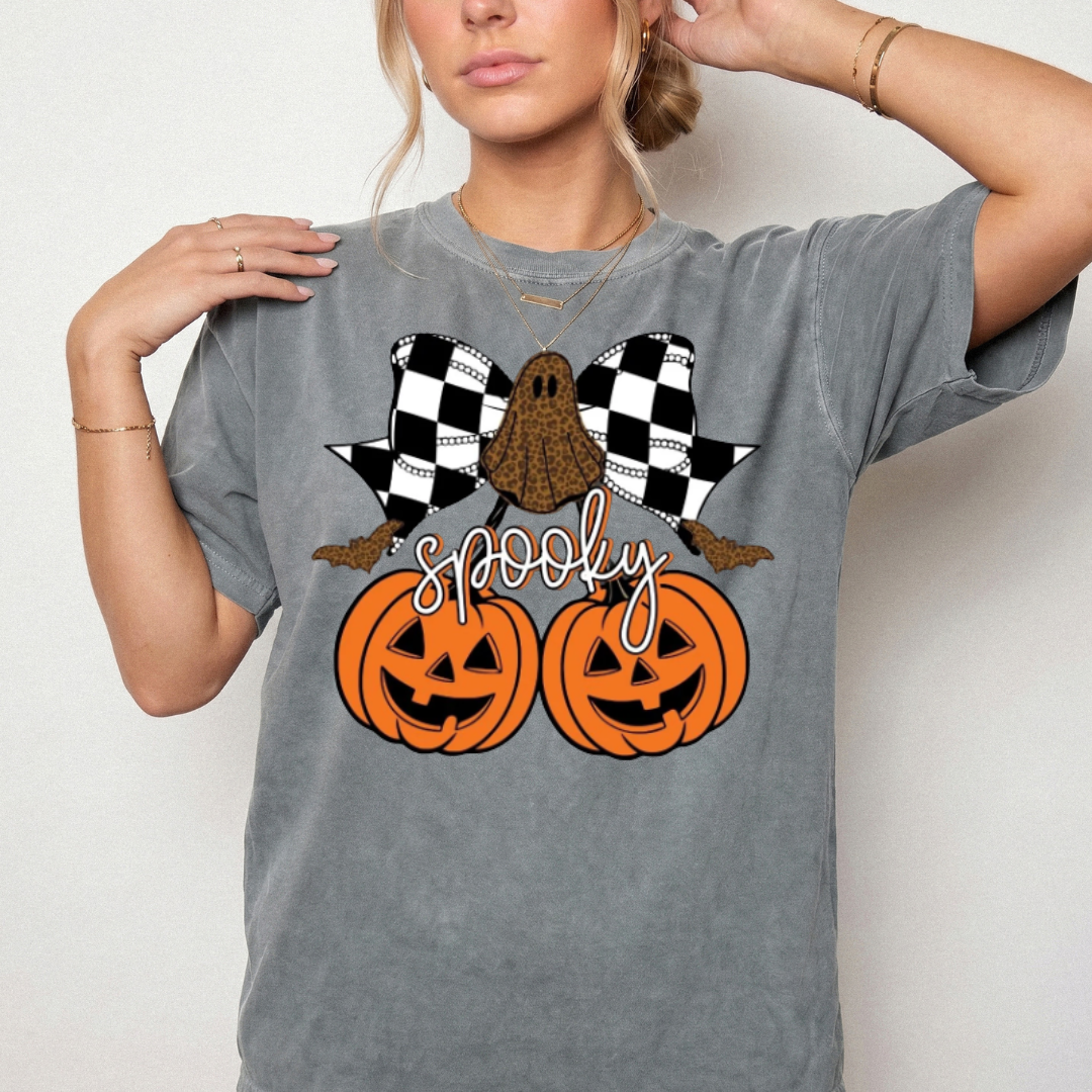 Spooky Pumpkin Bow T-Shirt or Sweatshirt | Halloween Graphic Shirt