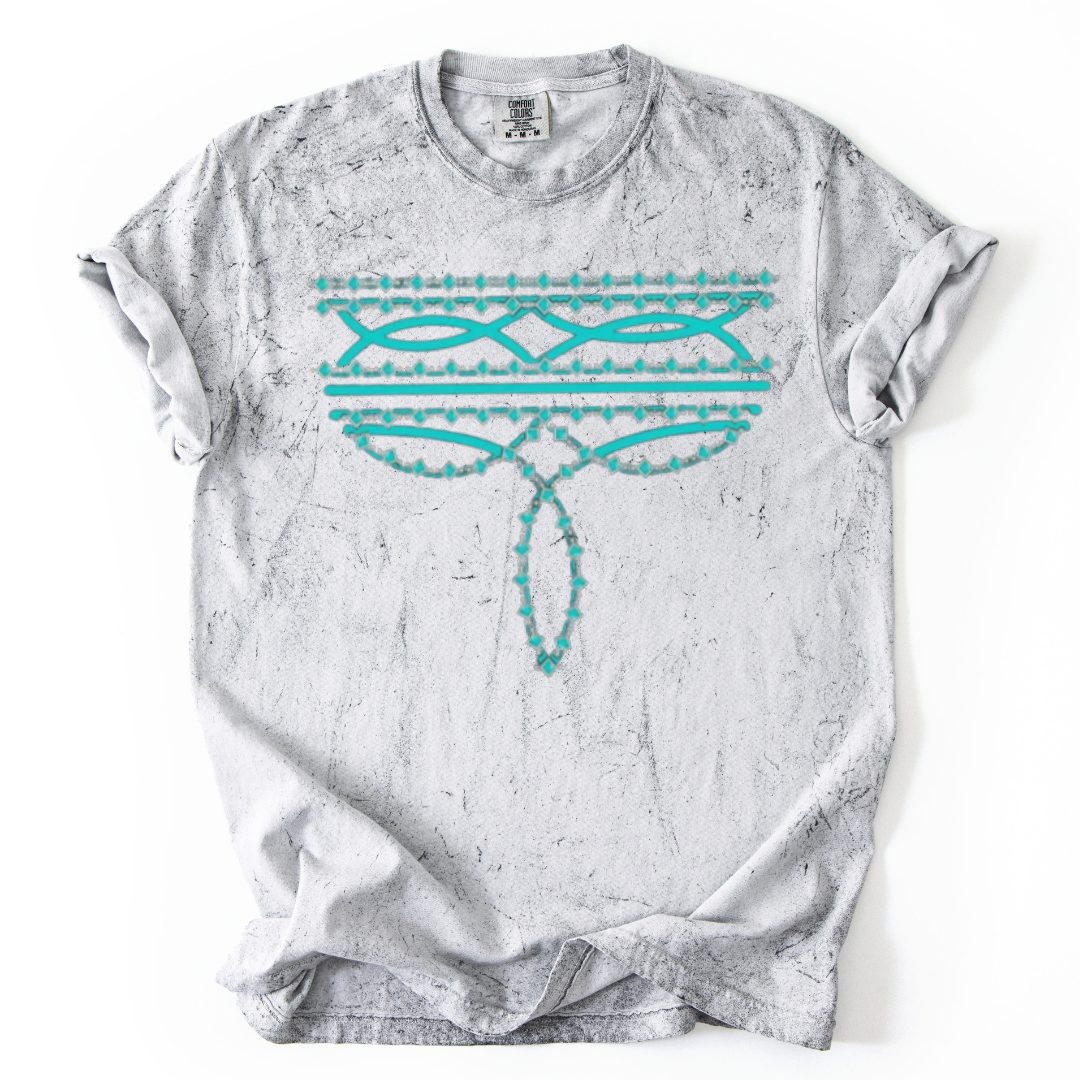 Turquoise Western Boot Stitch T-Shirt or Sweatshirt