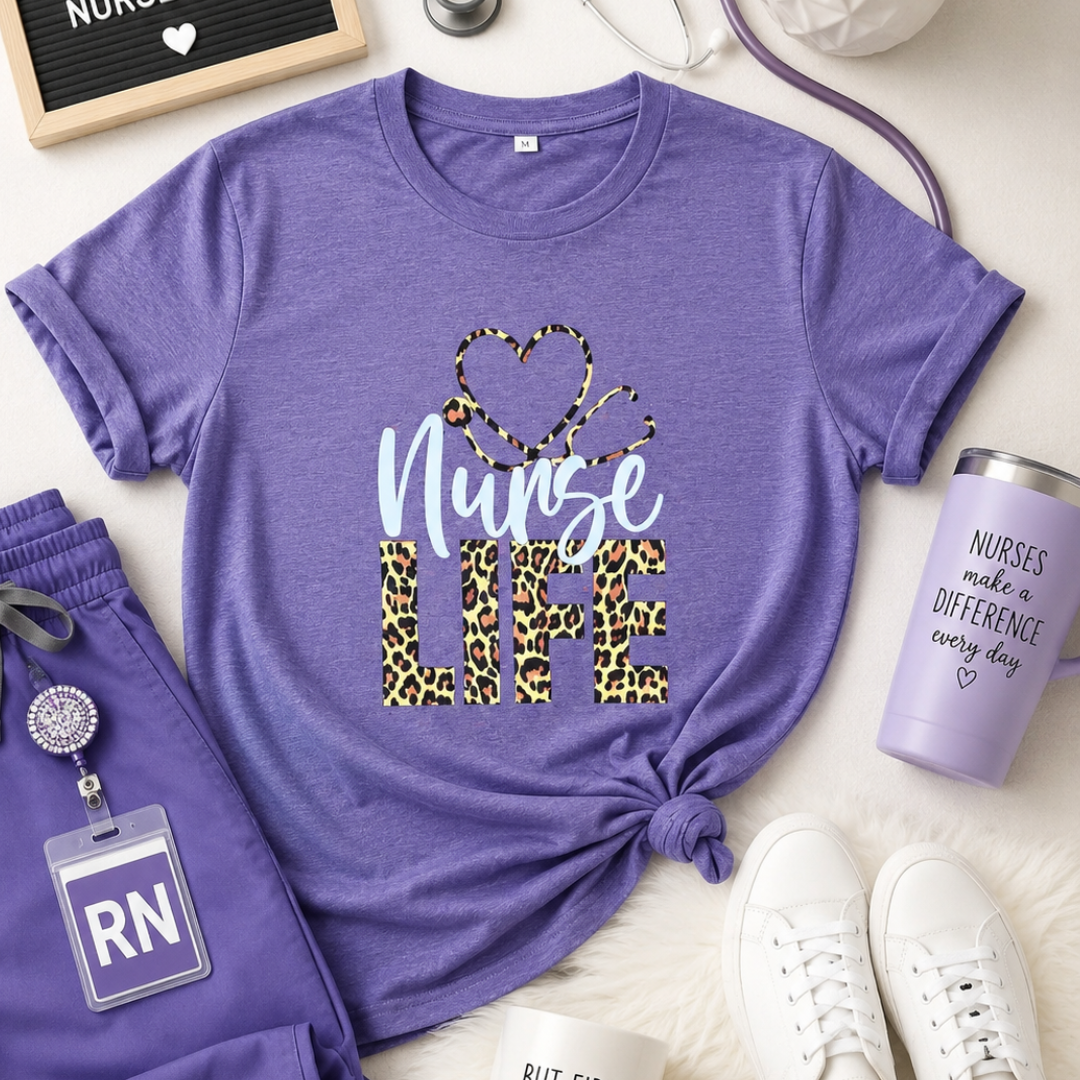Nurse Life T-Shirt | Leopard Print Nurse Shirt