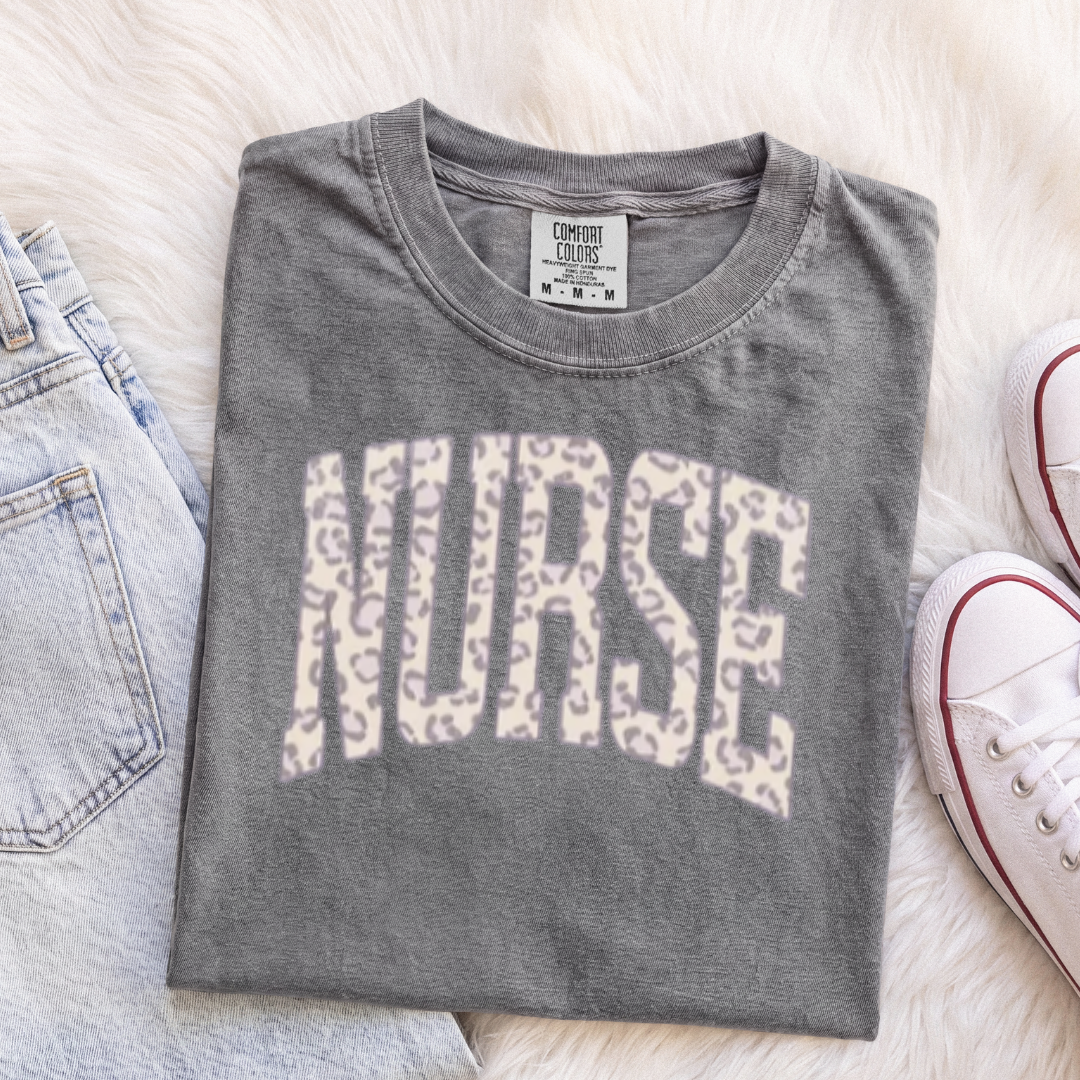 Leopard NURSE T-Shirt or Sweatshirt | Cute Nurse Apparel