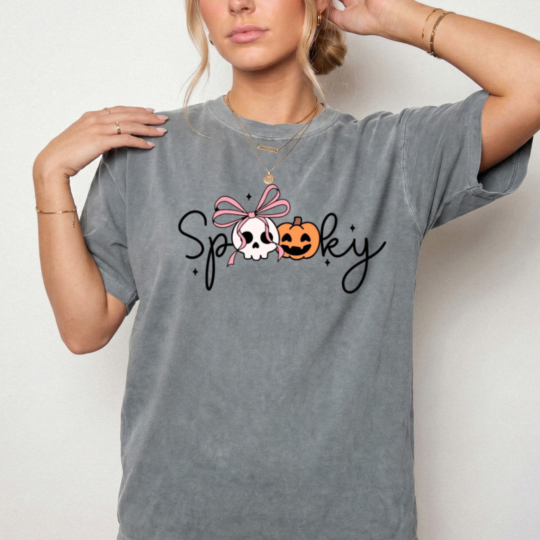 Spooky Bow Halloween T-Shirt or Sweatshirt | Cute Girly Halloween Shirt