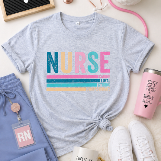 Retro NURSE T-Shirt | Caring • Loyal • Strong • Compassionate