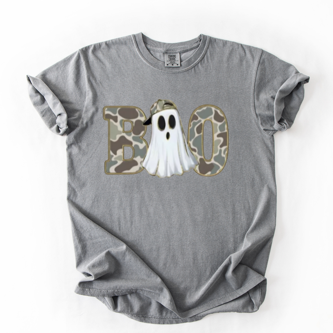 Camo BOO Ghost T-Shirt or Sweatshirt | Western Halloween Shirt