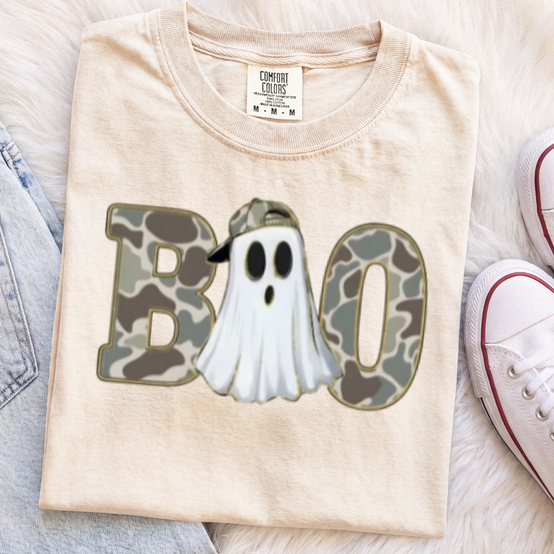 Camo BOO Ghost T-Shirt or Sweatshirt | Western Halloween Shirt