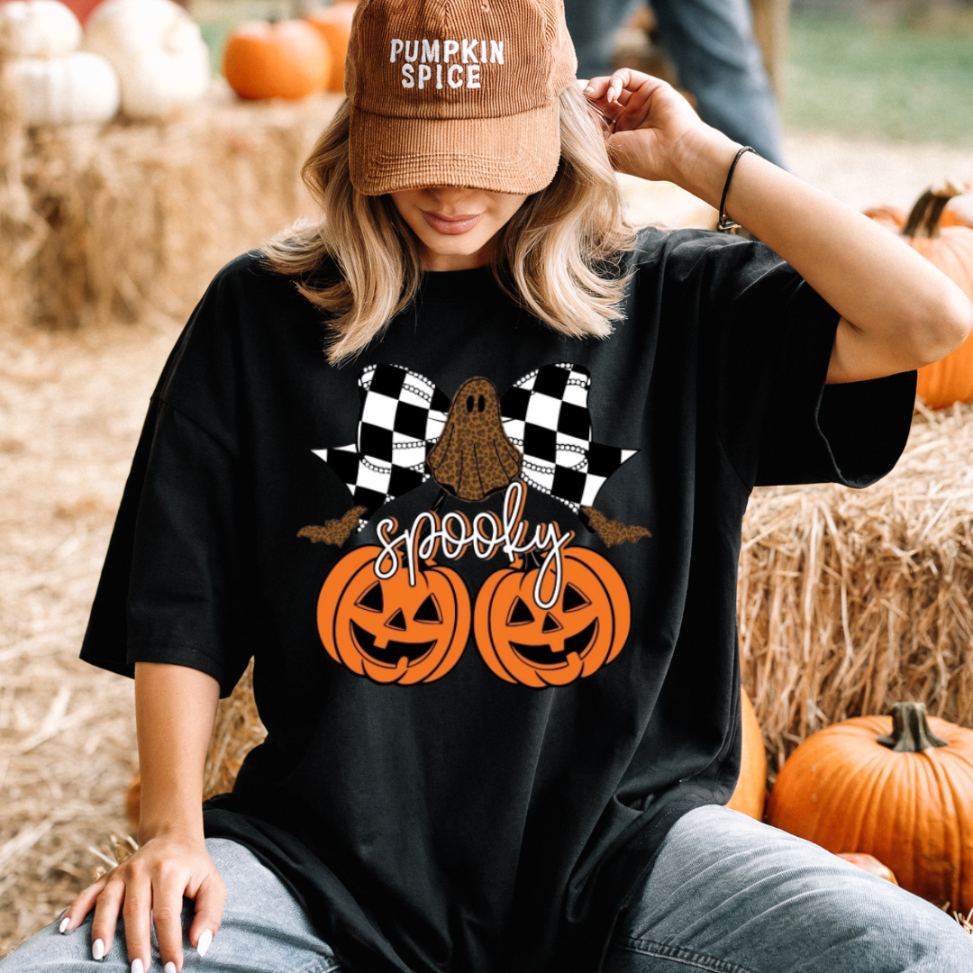 Spooky Pumpkin Bow T-Shirt or Sweatshirt | Halloween Graphic Shirt
