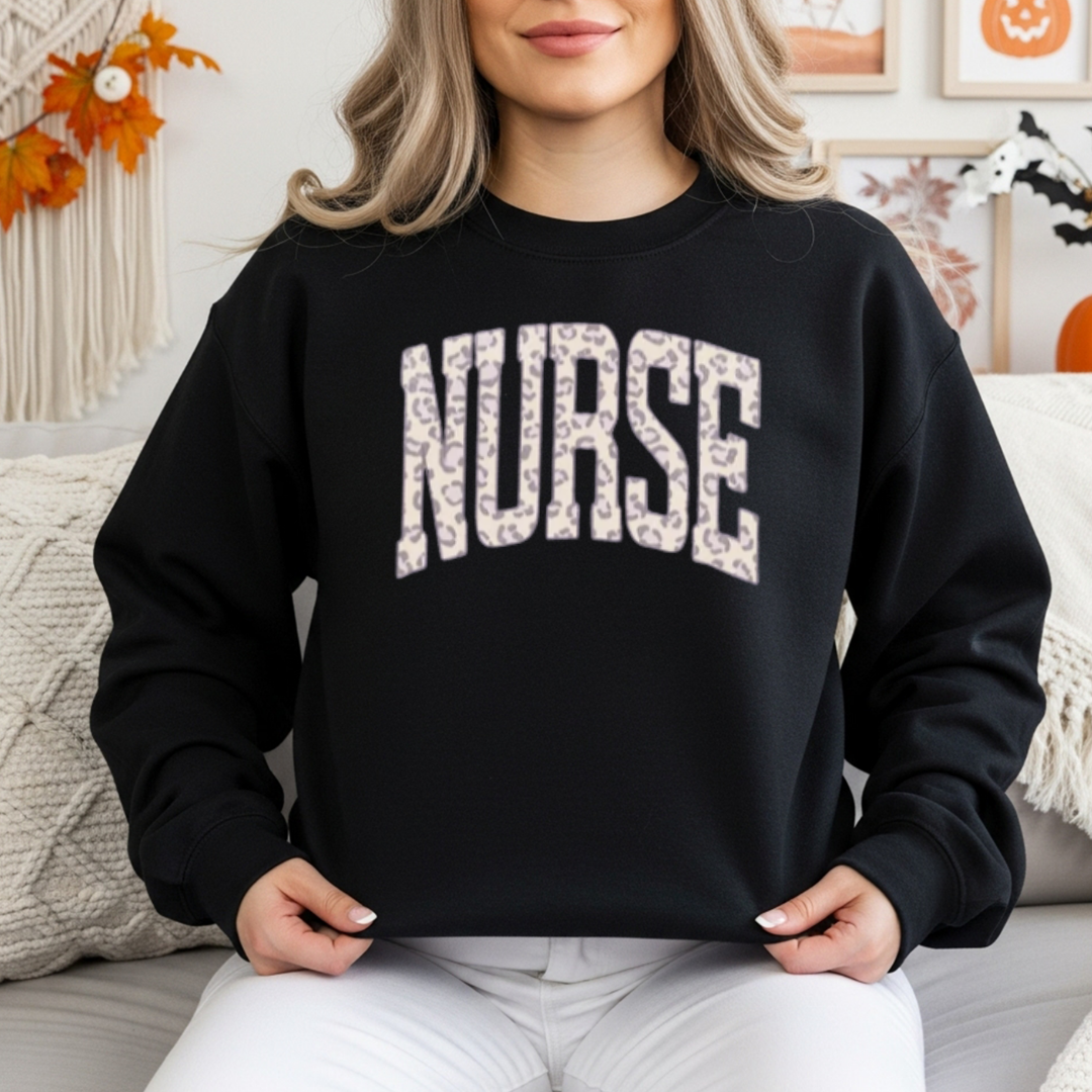 Leopard NURSE T-Shirt or Sweatshirt | Cute Nurse Apparel