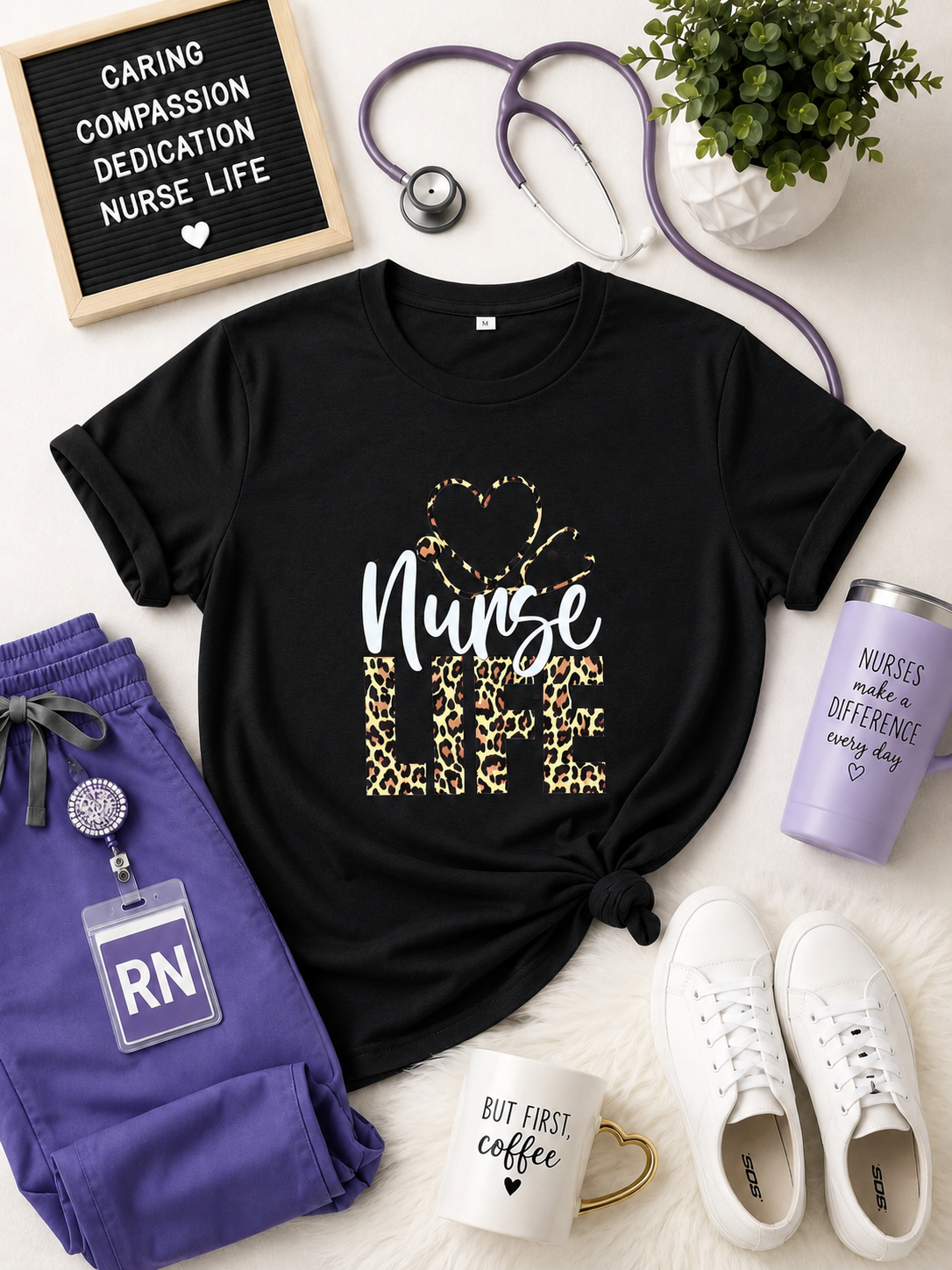Nurse Life T-Shirt | Leopard Print Nurse Shirt