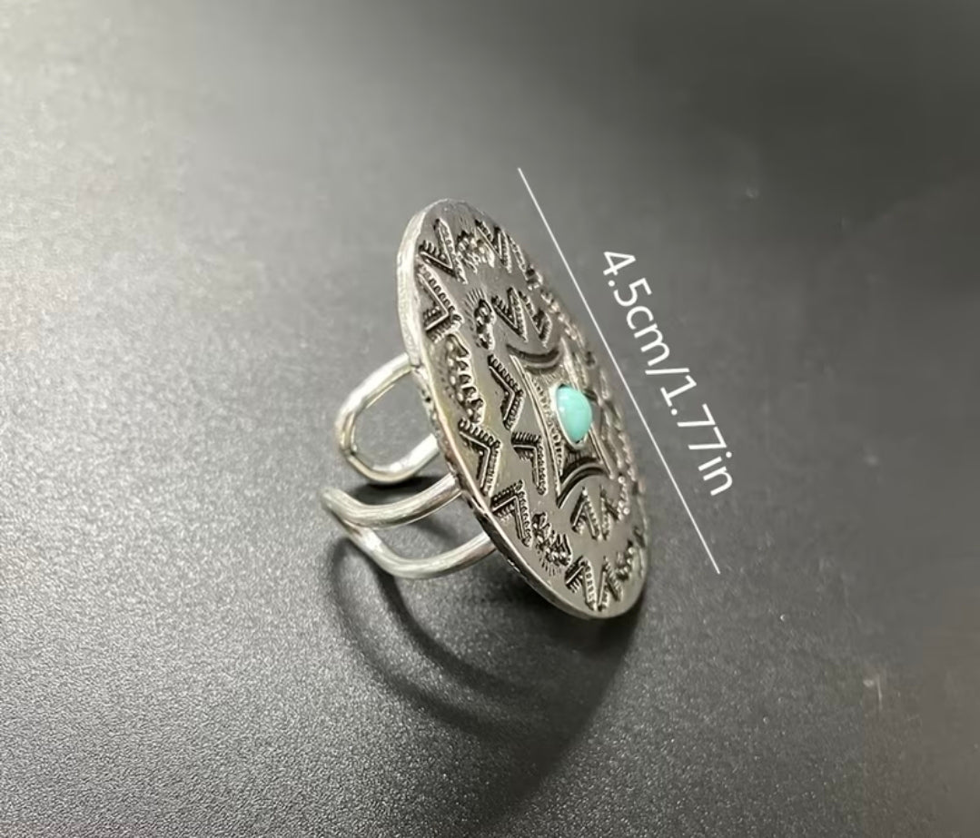 Turquoise Western Concho Adjustable Ring