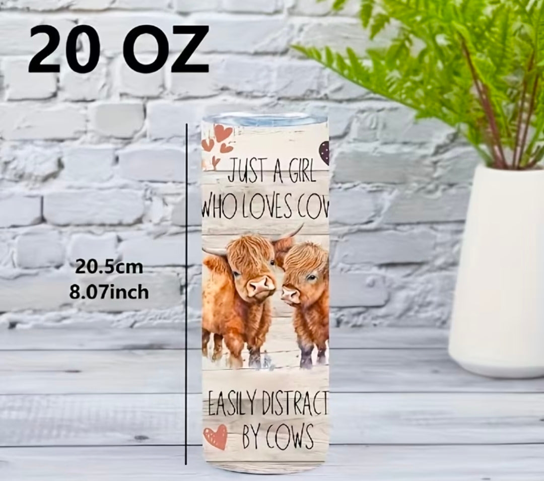 Highland Cow 20oz Stainless Steel Tumbler – “Not Today Heifer”