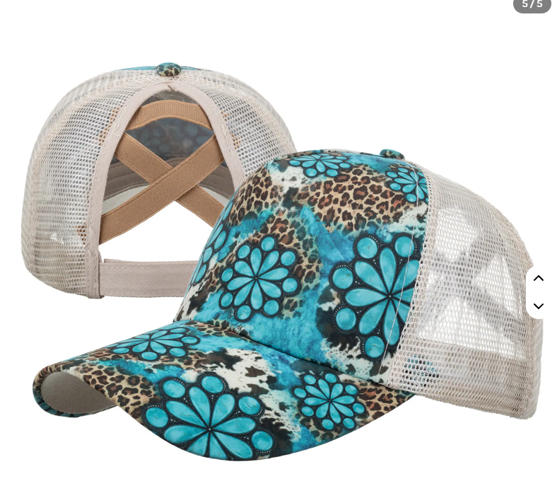 Turquoise Concho Ponytail Trucker Hat