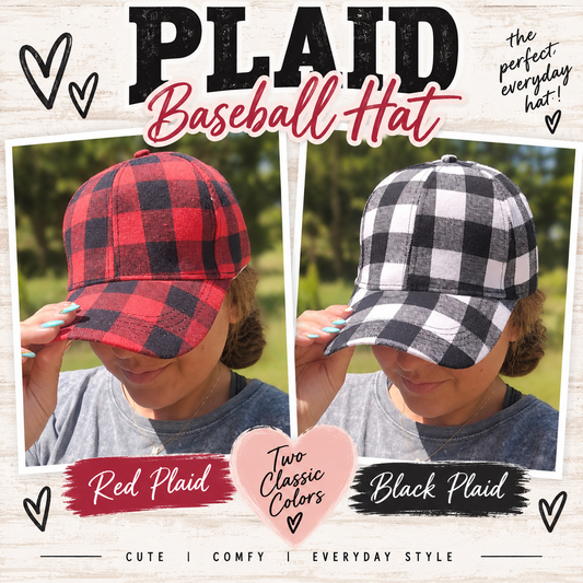 Buffalo Plaid Ponytail Baseball Hat