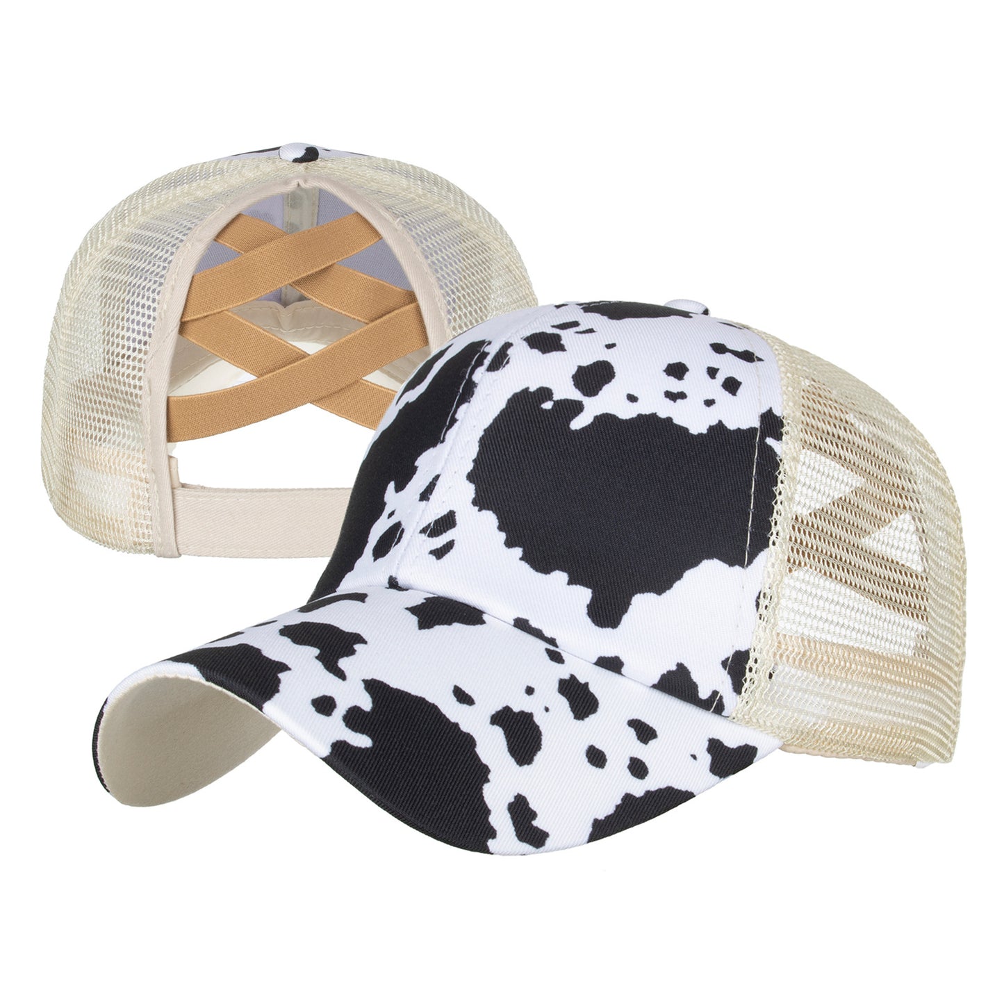 Cow print Ponytail Trucker Hat
