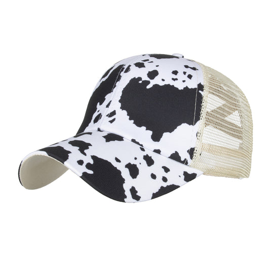 Cow print Ponytail Trucker Hat