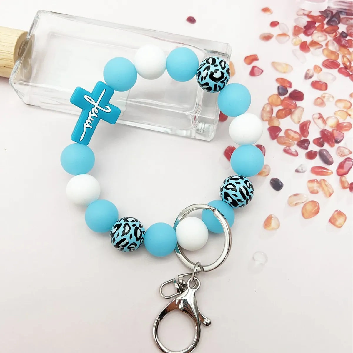 Jesus Beaded Wristlet Keychain