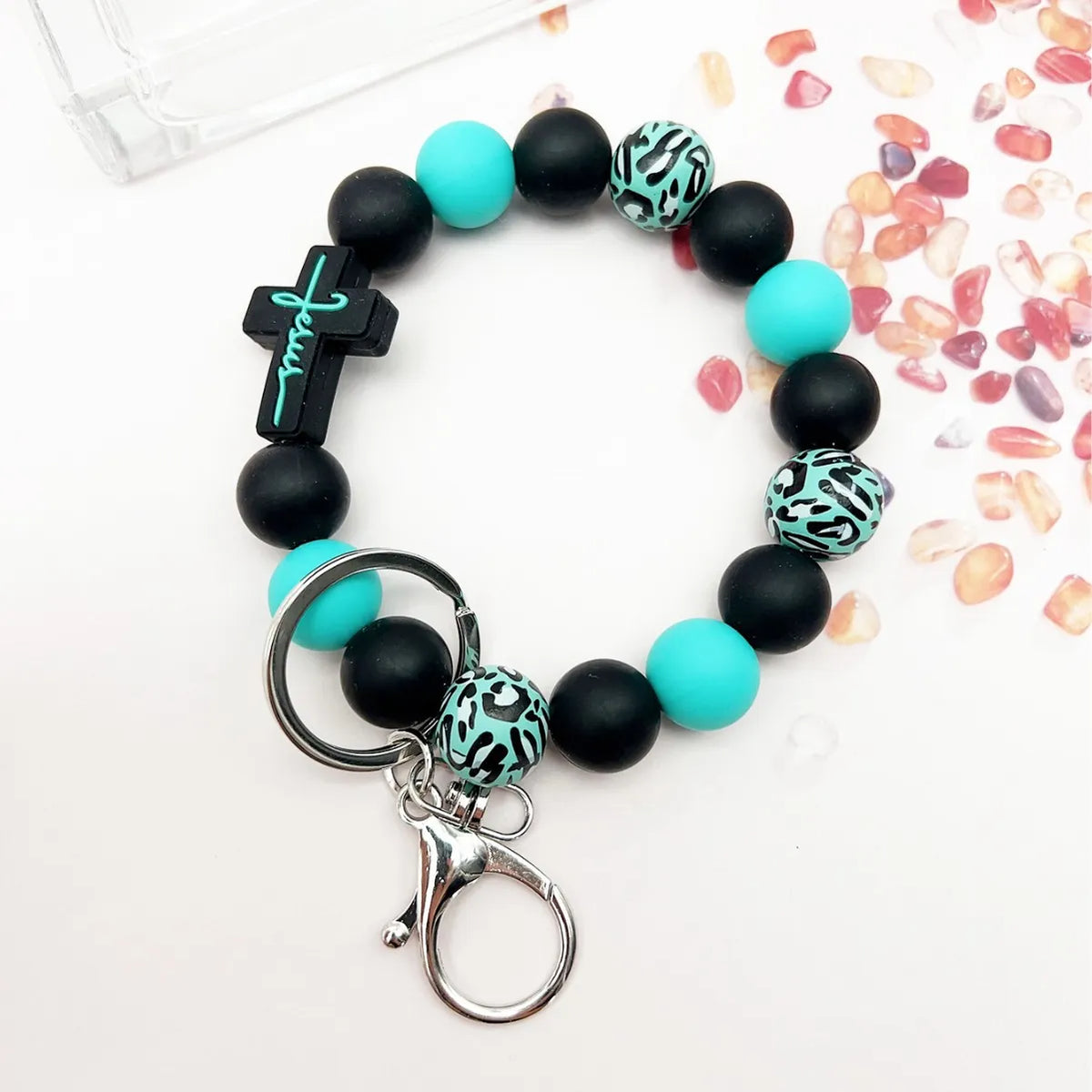 Jesus Beaded Wristlet Keychain