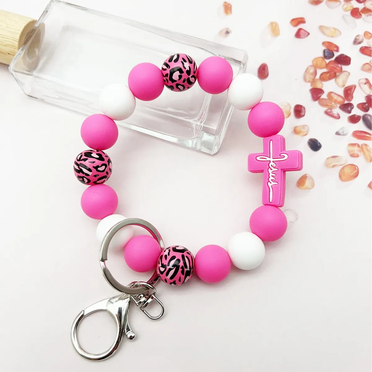 Jesus Beaded Wristlet Keychain