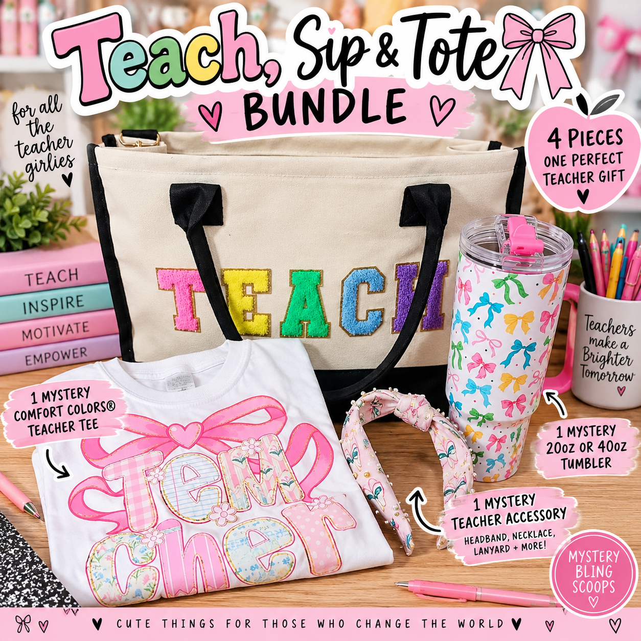 ✏️ Teacher Sip & Tote Bundle 🎀