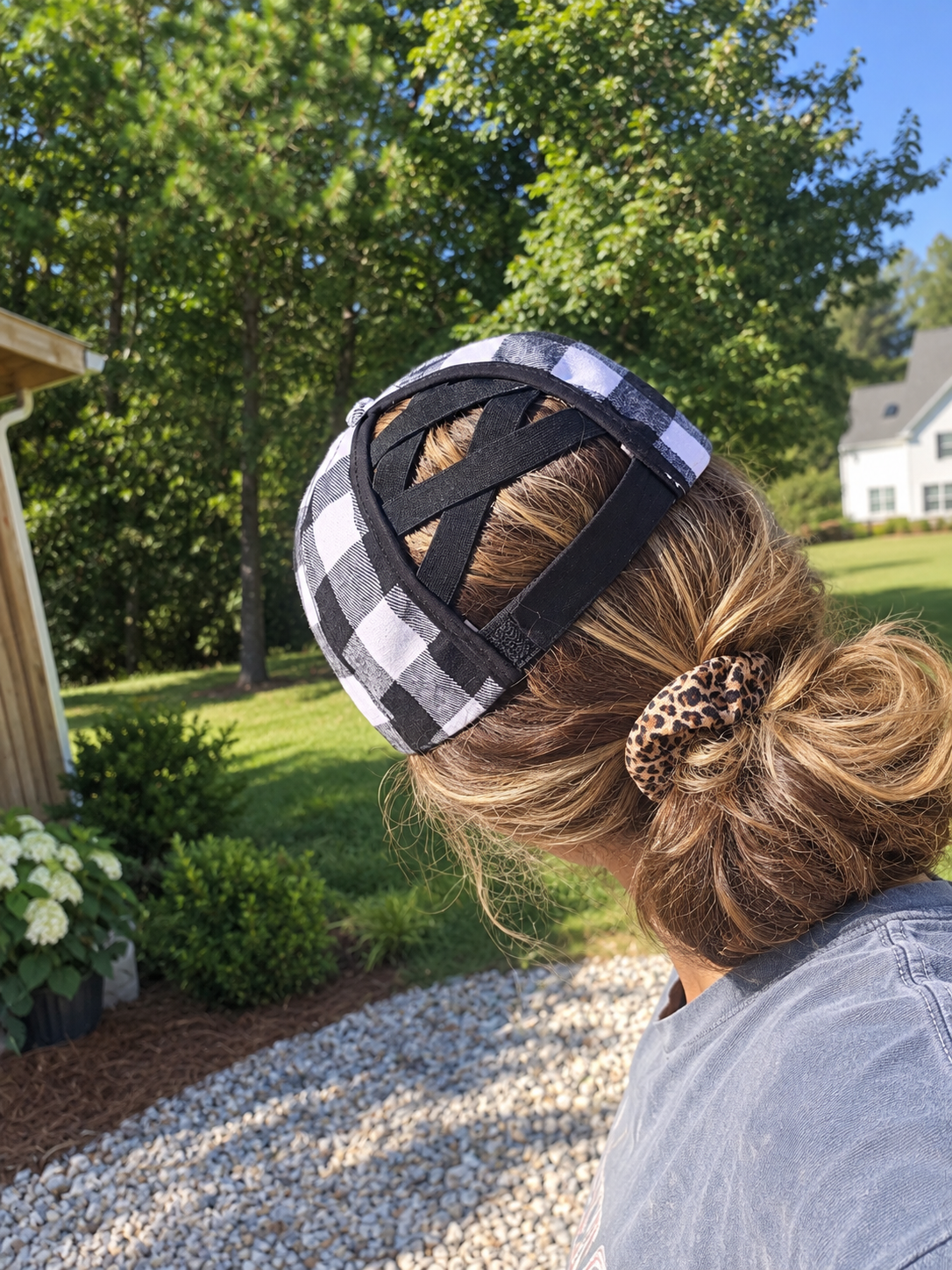 Buffalo Plaid Ponytail Baseball Hat