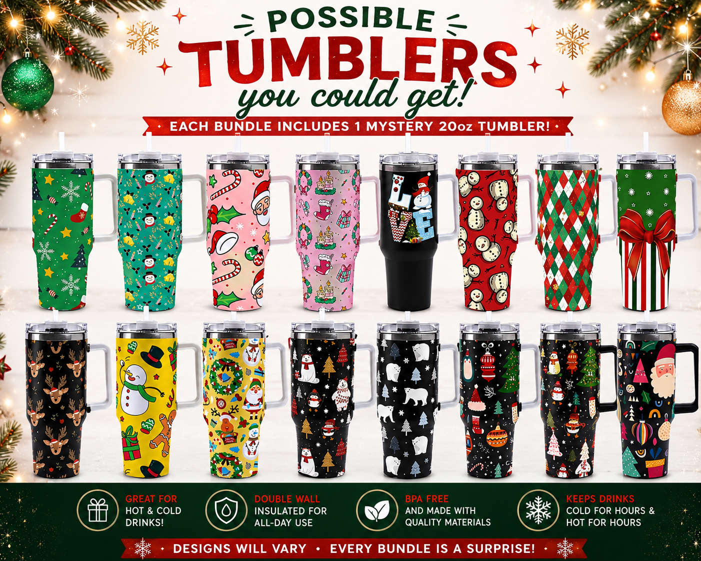 🎄 Mystery Christmas Tumbler Bundle (PRE-ORDER)