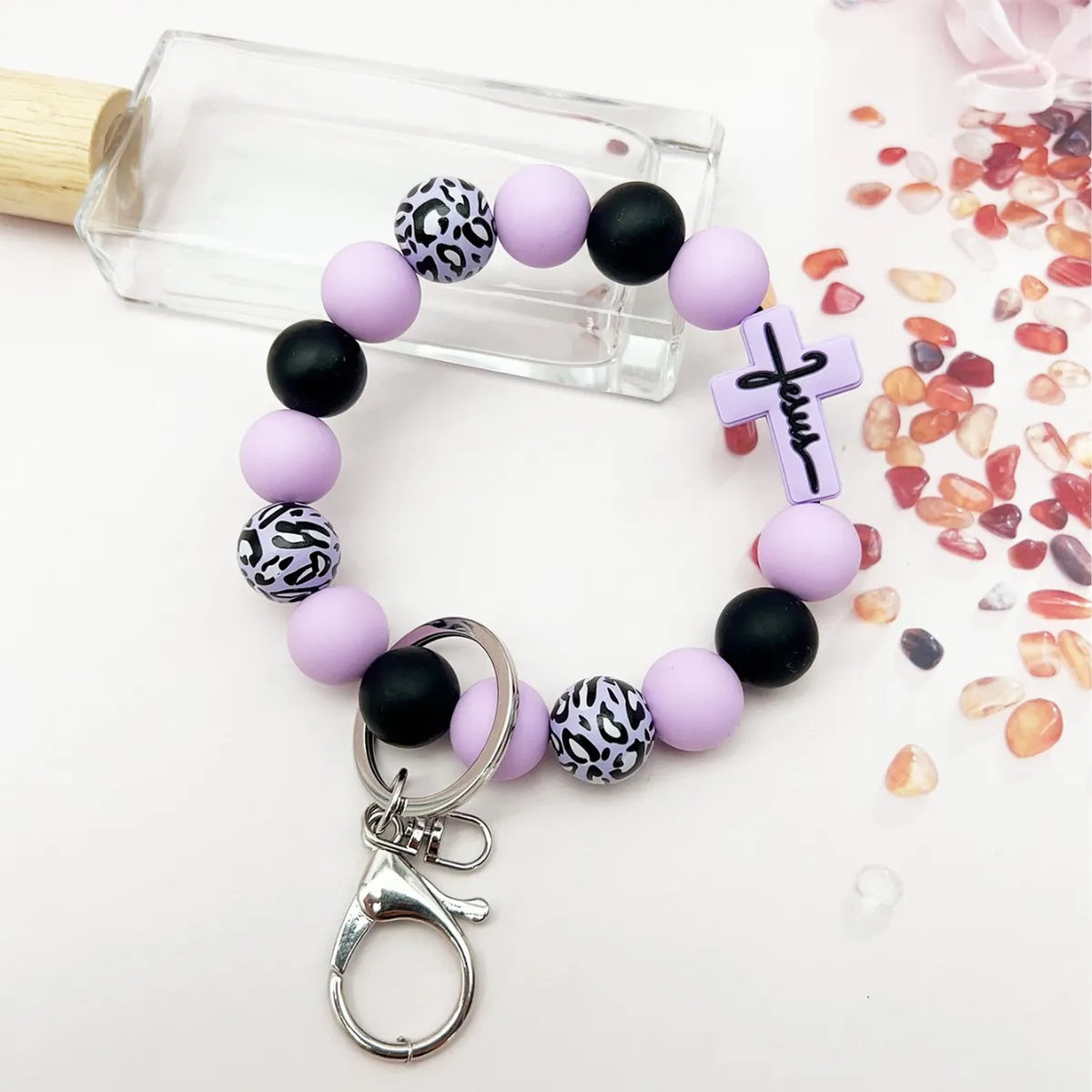 Jesus Beaded Wristlet Keychain